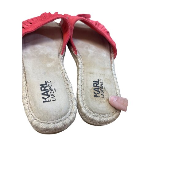Karl Lagerfeld Womens Red Suede Fringe Espadrille Sandals Size 11 SKU8125 - Picture 8 of 11